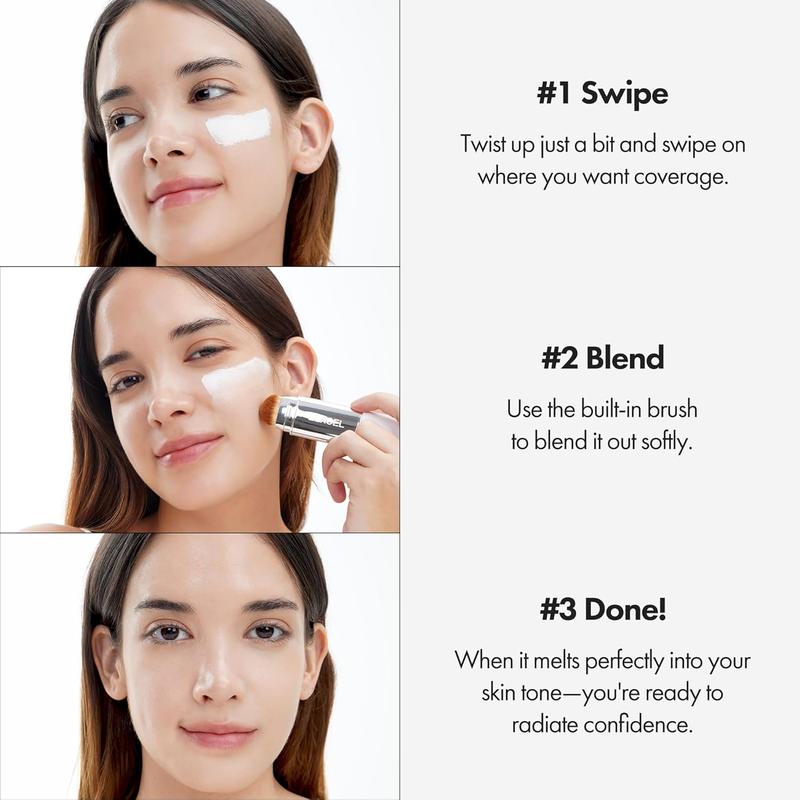 Color-Changing Foundation Stick with Collagen Capsules and Detachable Brush
