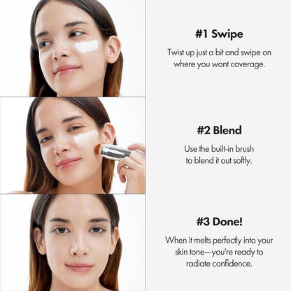 Color-Changing Foundation Stick with Collagen Capsules and Detachable Brush