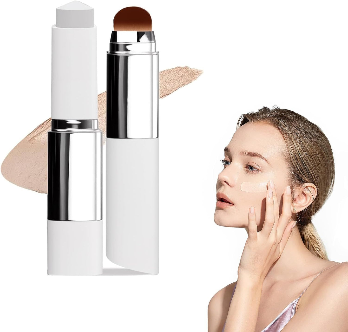 Color-Changing Foundation Stick with Collagen Capsules and Detachable Brush